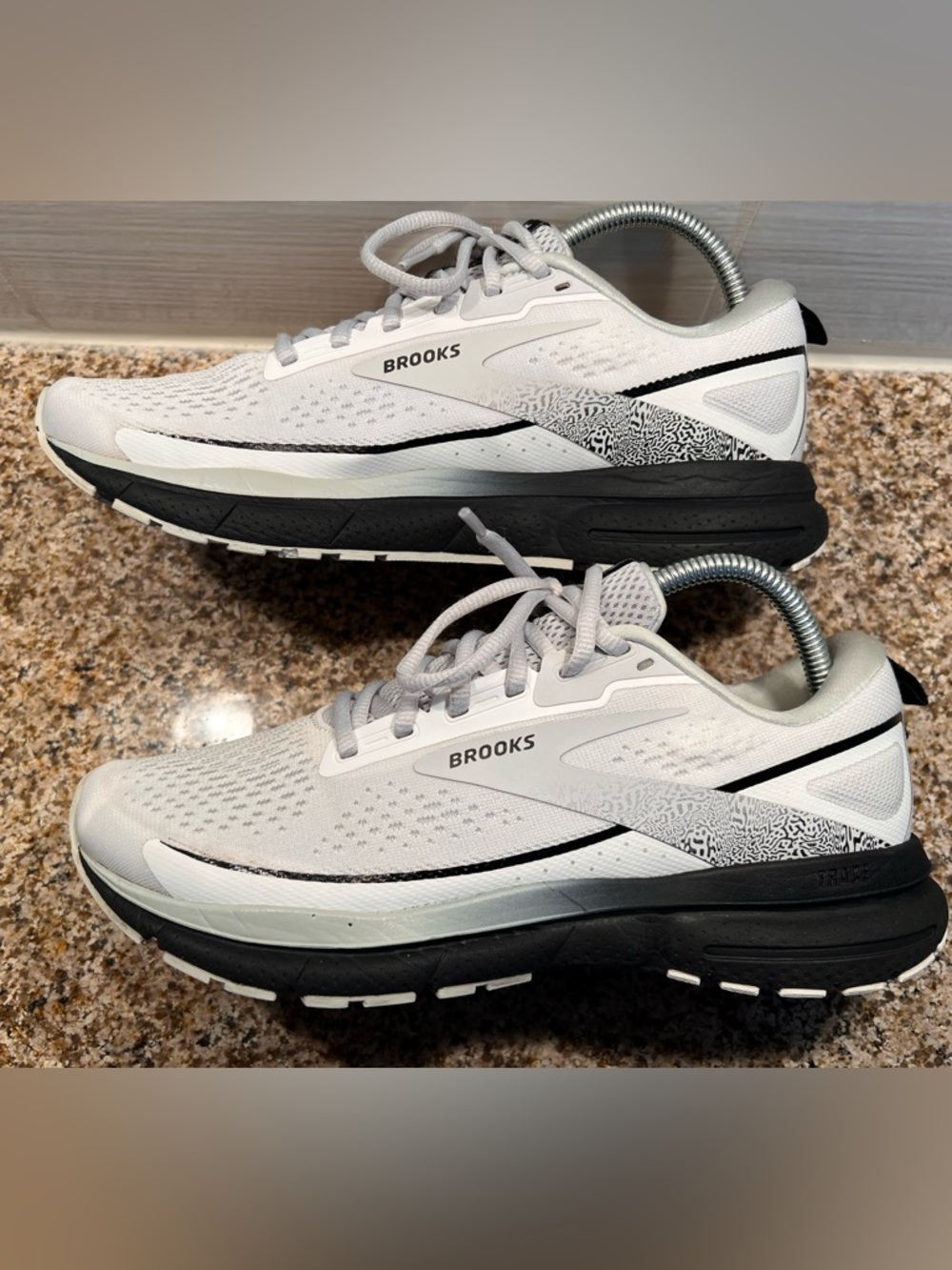 Brooks White and Black Men's Athletic Running Shoes